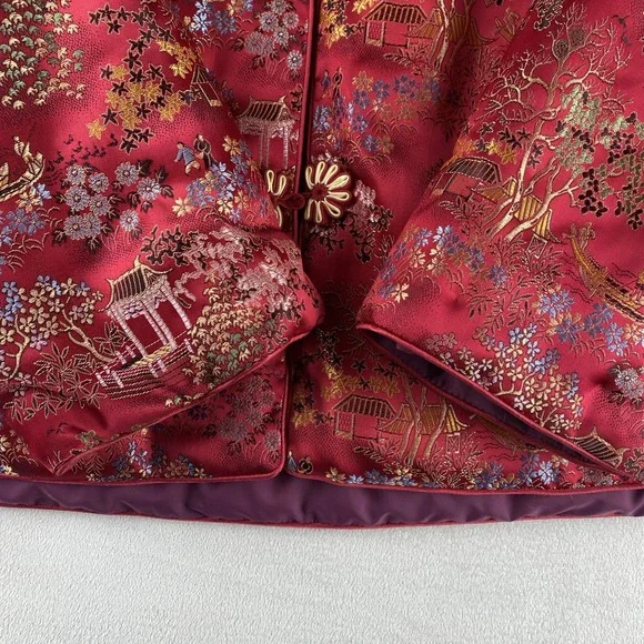 Kat Street Vintage Made in Hong Kong Chinese Asian Red Satin Jacket Women's XL - Picture 5 of 13